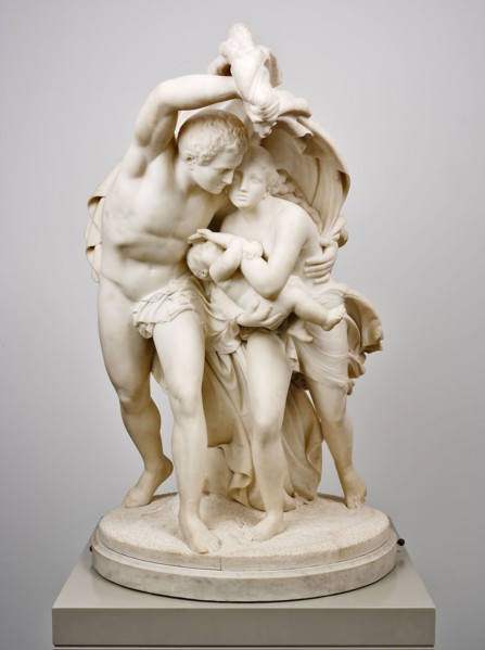 Flight from Pompeii, 1873, Giovanni Maria Benzoni, Italian, 1809-1873, Rome, Marble, Appro×. 115.6