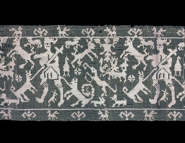 Border, 1601/50, Italy, Northern or Germany, Germany, Silk, plain gauze weave, embroidered with