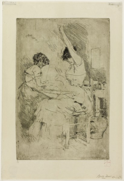 Bead Stringers, Venice, 1886, Robert Frederick Blum, American, 1857-1903, United States, Etching on