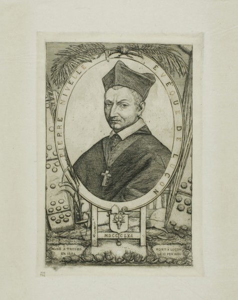 Portrait of Pierre Nivelle, Bishop of Luçon, 1861–62, Charles Meryon (French, 1821-1868), after