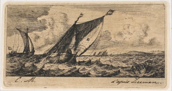 Haarlem Boats in Amsterdam, 1850, Charles Meryon (French, 1821-1868), after Reinier Nooms (Dutch, c