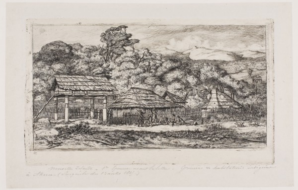 Native Barns and Huts at Akaroa, Banks’ Peninsula, 1845, 1865, Charles Meryon, French, 1821-1868,