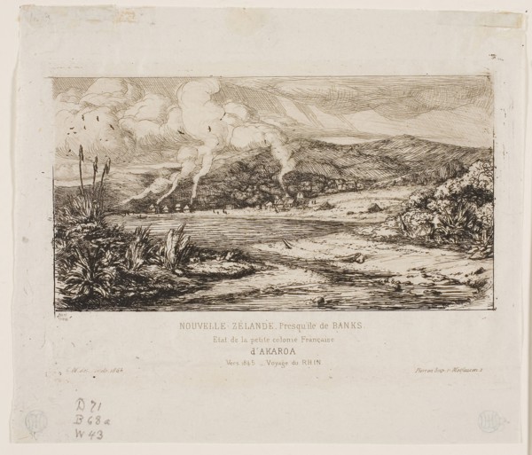 The Little French Colony at Akaroa, 1845, 1865, Charles Meryon, French, 1821-1868, France, Etching