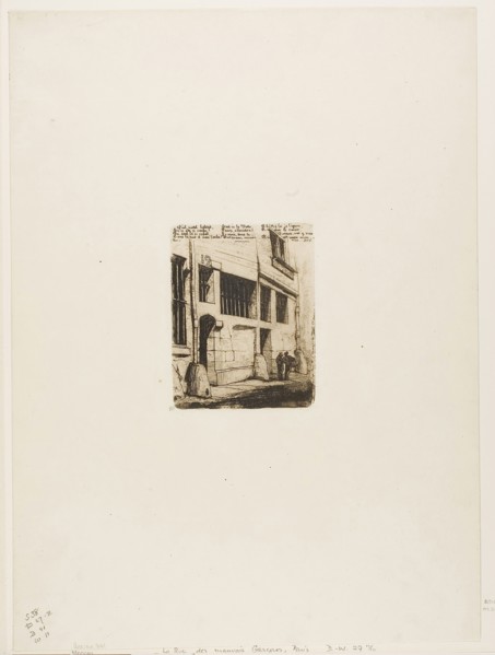 La rue des Mauvais Garçons, 1854, Charles Meryon, French, 1821-1868, France, Etching in warm black