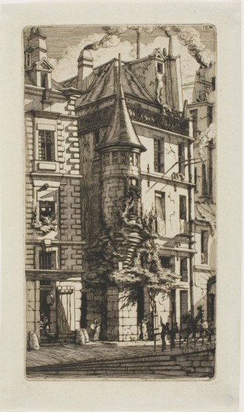 House with a Turret, rue de la Tixéranderie, 1852, Charles Meryon, French, 1821-1868, France,