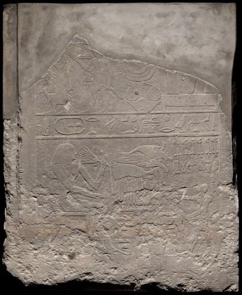 Wall Fragment from a Tomb Depicting Tomb Owner and Offerings, First Intermediate Period, Dynasties