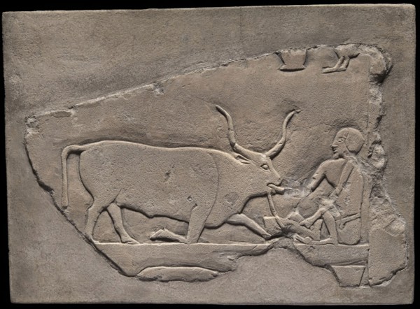 Wall Fragment from a Tomb Depicting a Herdsman, First Intermediate Period, Dynasties 9–10 (about