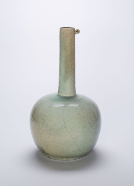 Bottle, Goryeo dynasty (918–1392), mid–12th century, Korea, Korea, Celadon-glazed stoneware with