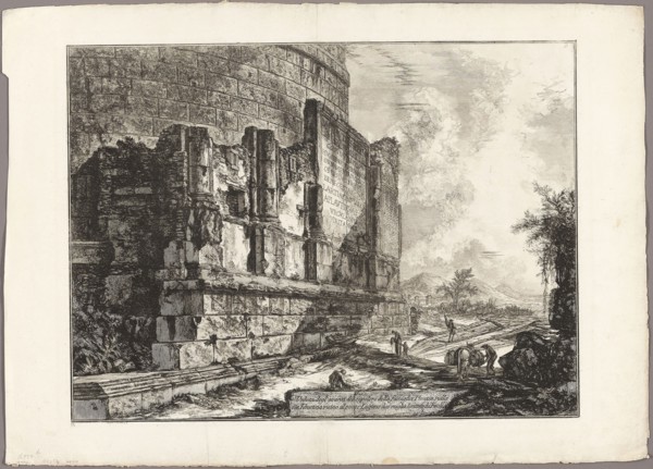 View of the Remains of the Tomb of the Plautii on the Via Tiburtina, near the Ponte Lugano, two