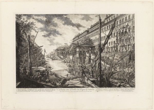 View of the Port of Ripa Grande, from Views of Rome, 1750/59, Giovanni Battista Piranesi, Italian,