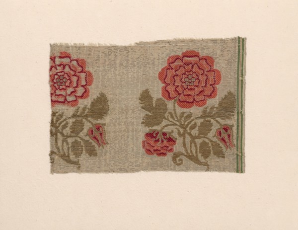 Fragment, 1650/1700, Italy, Silk, silvered-metal strip, and gilt-metal-strip-wrapped silk, plain