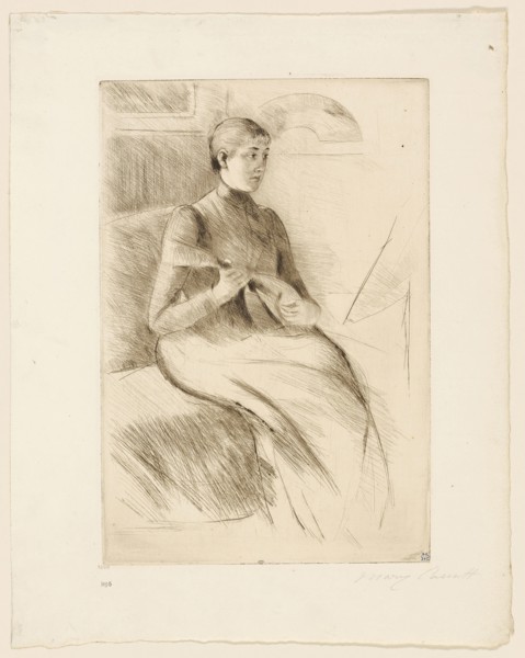 The Mandolin Player, c. 1889, Mary Cassatt, American, 1844-1926, United States, Etching on in warm
