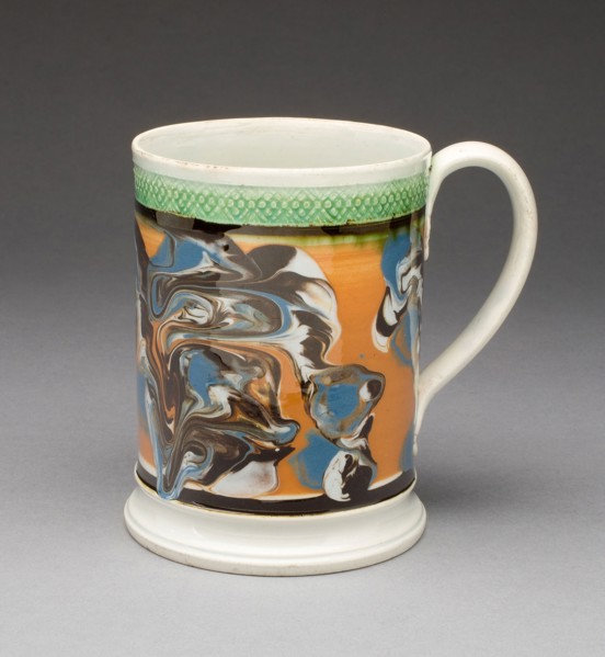 Tankard, c. 1810, England, Staffordshire, Staffordshire, Lead-glazed earthenware (marble