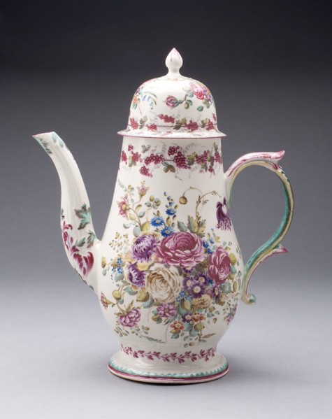 Coffee Pot, c. 1755, Bow Porcelain Factory, London, England, 1744-1775, Bow, Soft-paste porcelain,