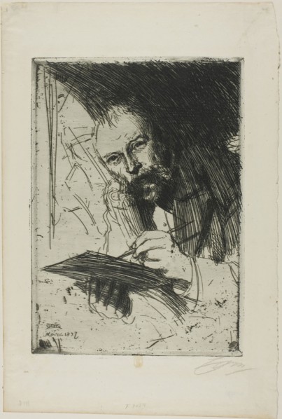 Carl Larsson, 1897, Anders Zorn, Swedish, 1860-1920, Sweden, Etching on ivory laid paper, 268 x 190