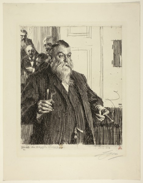 A Toast II, 1893, Anders Zorn, Swedish, 1860-1920, Sweden, Etching on cream laid paper, 300 x 259
