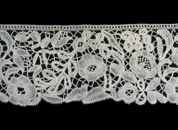 Border (Fragment), 1850/75, Belgium, Belgium, Cotton and linen, bobbin part lace of a type known as