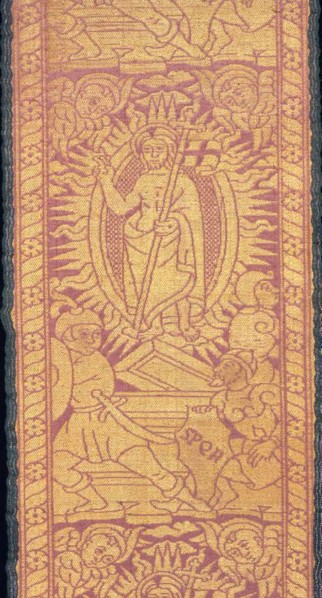Orphrey Band (Depicting the Resurrection), 15th/16th century, Italy, Silk, warp-float faced 4:1