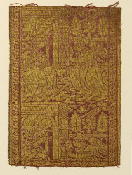 Fragment (From an Orphrey Band), 15th century, Italy, Silk, warp-float faced 4:1 satin weave with