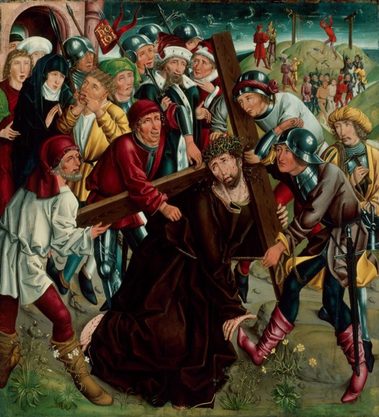 Christ Carrying the Cross, c. 1490, South German, Germany, Oil on panel, 42 5/8 x 38 9/16 in. (108