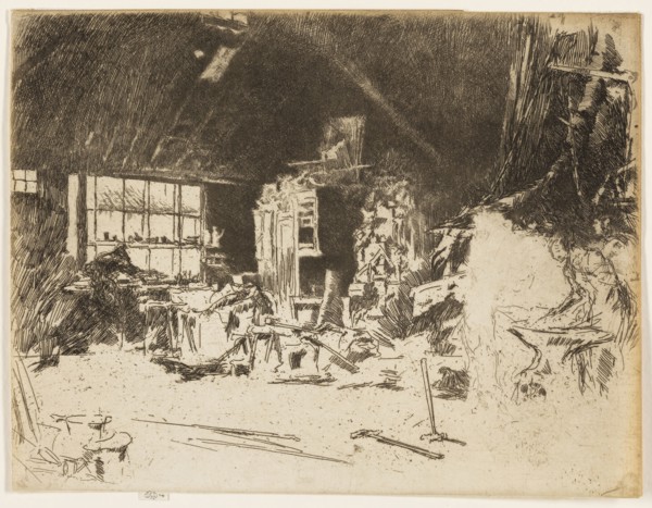 The Smithy, 1880, James McNeill Whistler, American, 1834-1903, United States, Etching and drypoint