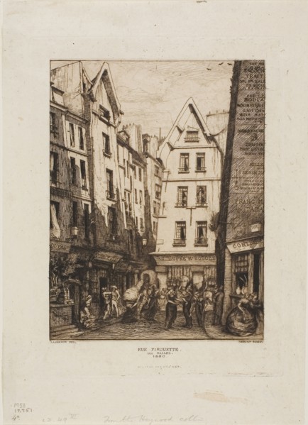 Rue Pirouette aux Halles, Paris, 1860, Charles Meryon (French, 1821-1868), printed by Auguste