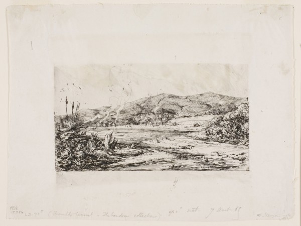 The Little French Colony at Akaroa, 1845, 1865, Charles Meryon, French, 1821-1868, France, Etching