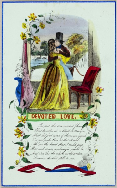 Devoted Love (valentine), c. 1840, Unknown Artist, English, 19th century, England, Lithograph with