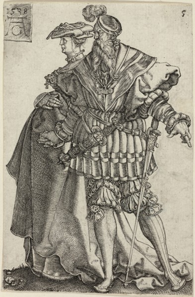 Dancing Couple, plate five from The Large Wedding-Dancers, 1538, Heinrich Aldegrever, German,