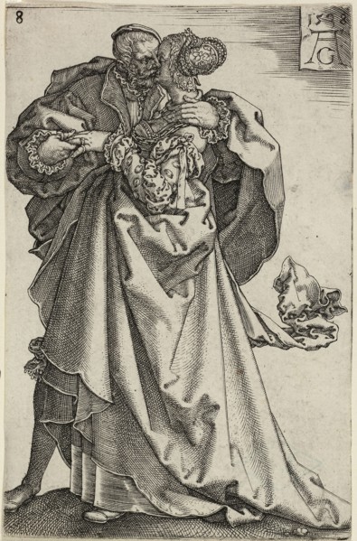 Dancing Couple, plate eight from The Large Wedding-Dancers, 1538, Heinrich Aldegrever, German,