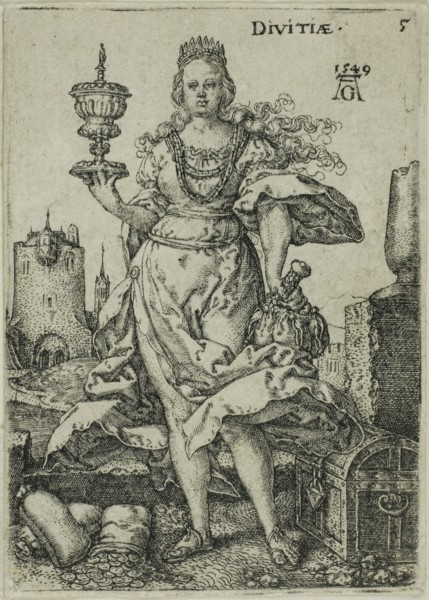 Wealth, plate five from Virtues and Vices, 1549, Heinrich Aldegrever, German, 1502-c.1560, Germany,