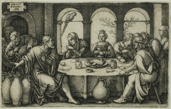 The Wedding at Canaan, n.d., Sebald Beham, German, 1500-1550, Germany, Engraving in black on ivory