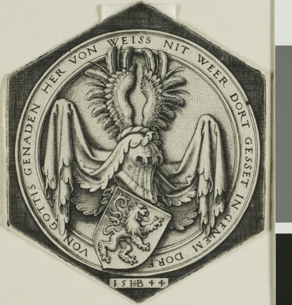 Coat of Arms with a Rampant Lion, 1544, Sebald Beham, German, 1500-1550, Germany, Engraving in