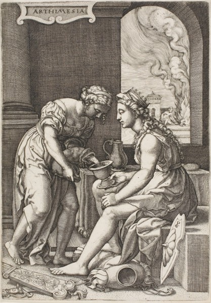Artemisia, c. 1539, Georg Pencz, German, c. 1500-1550, Germany, Engraving in black on ivory laid