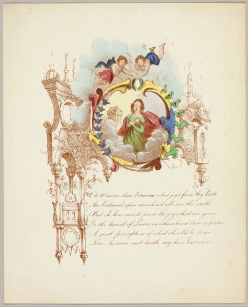 Oh Woman, Dear Woman (valentine), c. 1842, Unknown Artist, English, 19th century, England,