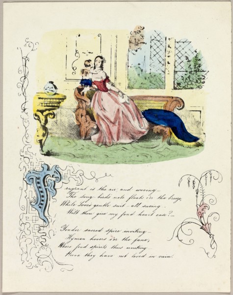 Fragrant is the Air and Wooing (valentine), c. 1842, Unknown Artist, English, 19th century,