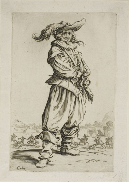 The Soldier with a Plumed Hat, plate three from La Noblesse, c. 1625, Jacques Callot, French,