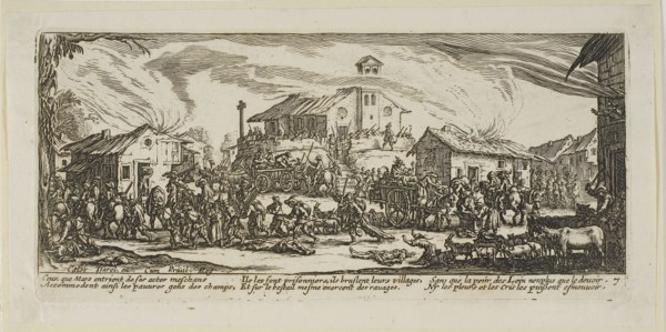 Plundering and Burning a Village, plate seven from The Large Miseries of War, n.d., Gerrit Lucasz