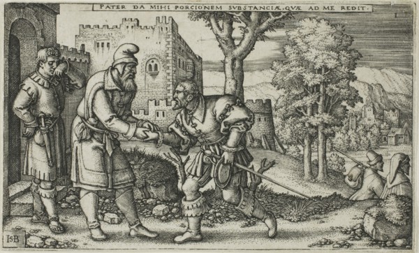 The Departure of the Prodigal Son, plate one from The History of the Prodigal Son, n.d., Sebald
