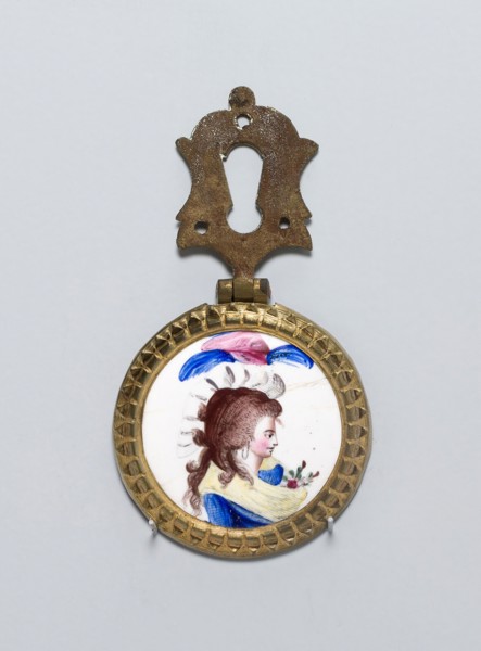 Cloak Pin (Knob or Tieback), 1810/30, England, Copper, transfer printed and polychrome enamel, gilt