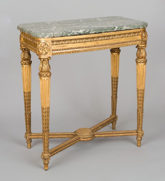 Console Table, c. 1780, France, Wood, carved and gilded, marble top, 86.4 × 78.1 × 43.2 cm (34 × 30