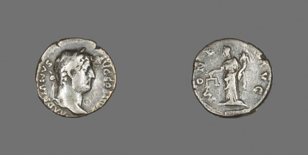 Denarius (Coin) Portraying Emperor Hadrian, AD 134/138, Roman, minted in Rome, Roman Empire,