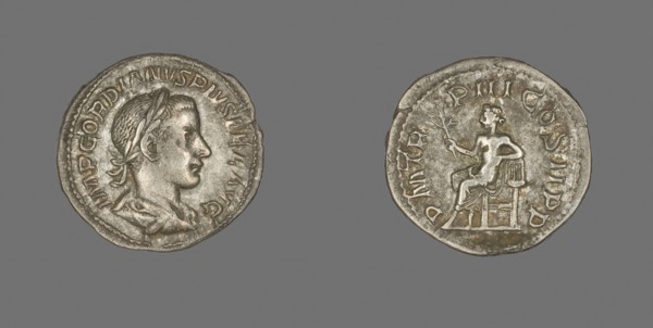 Denarius (Coin) Portraying Emperor Gordian III, AD 241/243, Roman, minted in Rome, Roman Empire,