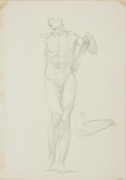 Standing Male with Tablet, separate sketch of right arm, c. 1873–77, Sir Edward Burne-Jones,