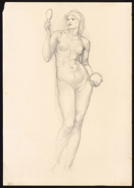 Nude Female Figure with Mirror in Right Hand, c. 1873–77, Sir Edward Burne-Jones, English,