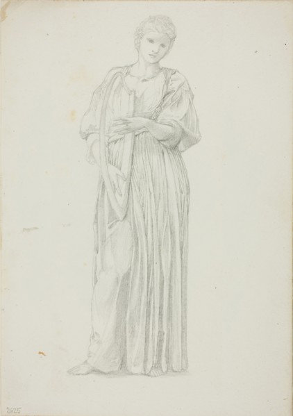 Draped Figure of Woman Playing on a Harp, c. 1873–77, Sir Edward Burne-Jones, English, 1833-1898,