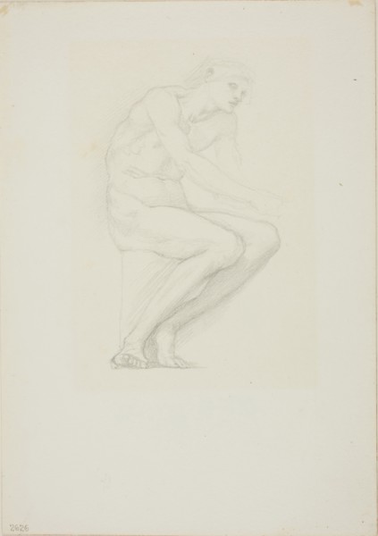 Seated Male Nude, c. 1873–77, Sir Edward Burne-Jones, English, 1833-1898, England, Graphite on