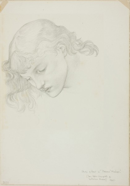 Head, Study for Mirror of Venus, c. 1873–77, Sir Edward Burne-Jones, English, 1833-1898, England,
