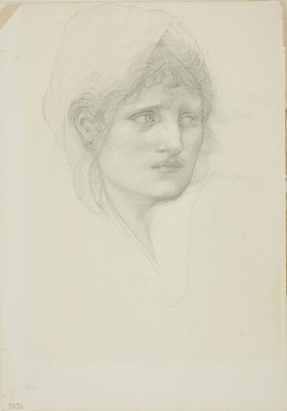 Draped Head, Eyes Looking Toward Right, c. 1873–77, Sir Edward Burne-Jones, English, 1833-1898,