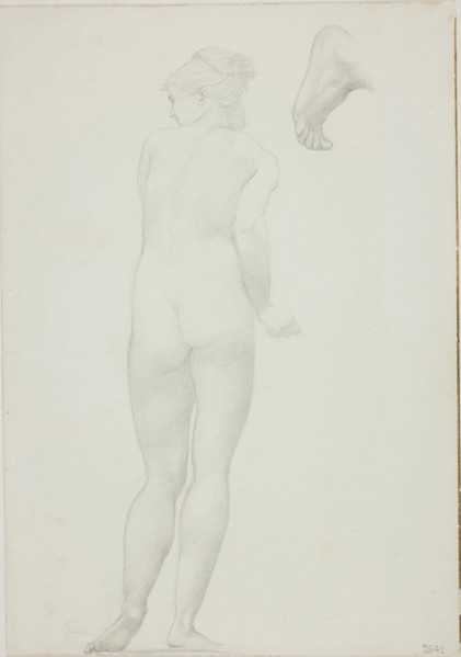 Backview of Standing Nude Woman and Sketch of a Foot, c. 1873–77, Sir Edward Burne-Jones, English,